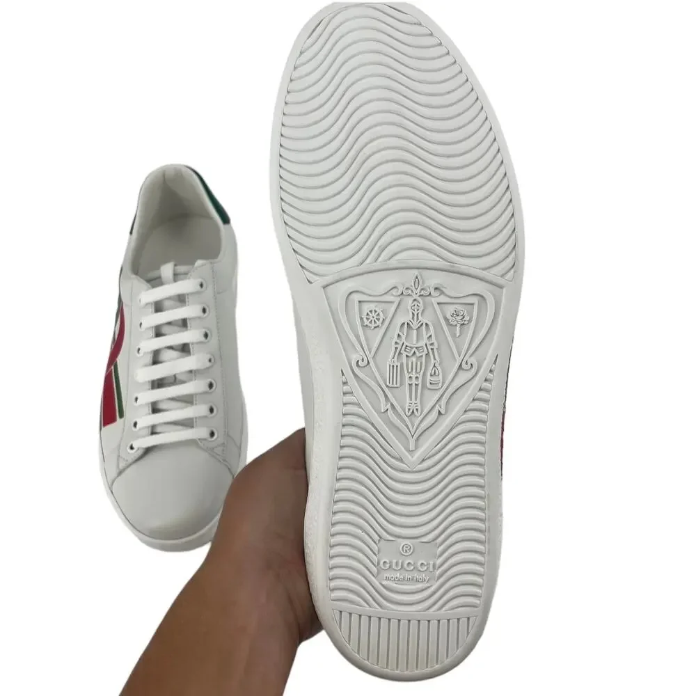 Gucci Ace Sneakers Men’s 7 White Metallic Leather Interlocking G New with Box - Picture 10 of 12